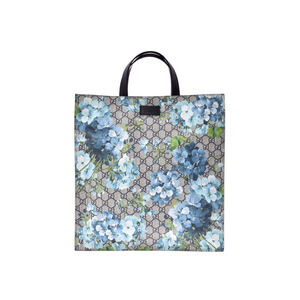 Gucci GG Supreme Bloom Tote Bag Blue Floral Leather Strap